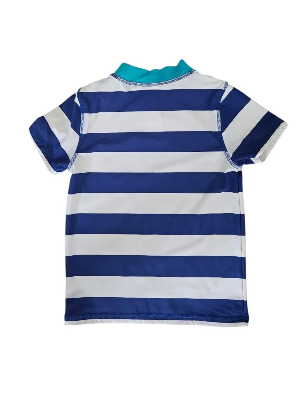 Boden Kids Stripe Rashguard 8-9 Years Blue White Short Sleeve